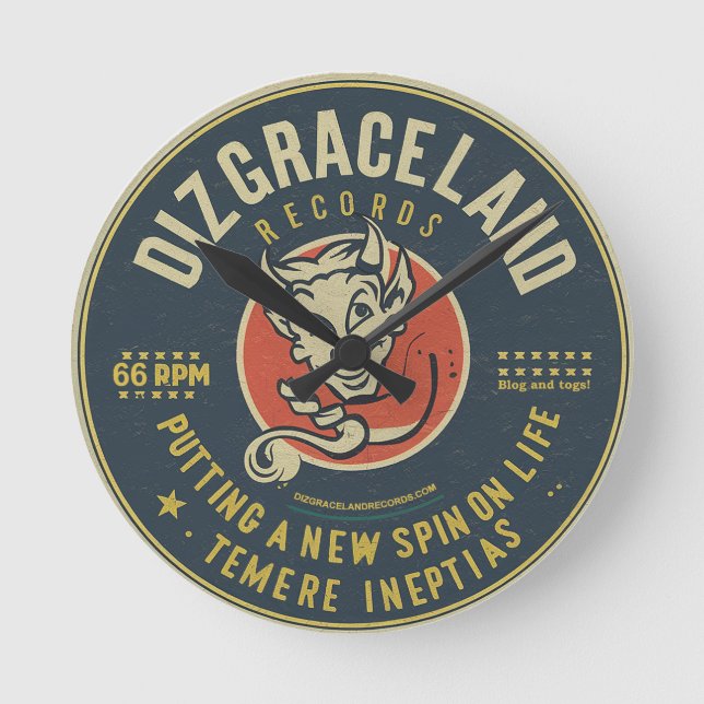 Dizgraceland-Platten Runde Wanduhr (Vorderseite)