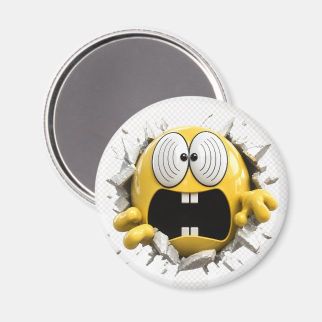 Dizzy 3D Emoji Round Magnet (Vorderseite/Rückseite)
