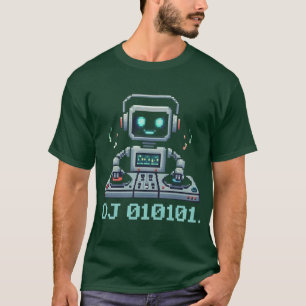 DJ 010101 Pixelkunst-Roboter T-Shirt