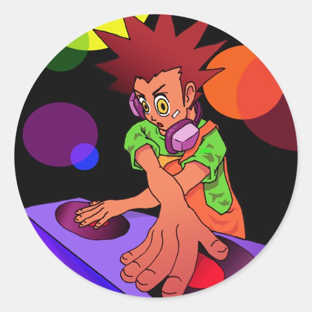 Dj Anime Jr. Runder Aufkleber (Vorderseite)