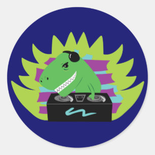 Dj-asaurus Rex Runder Aufkleber