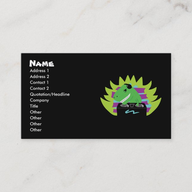 Dj-asaurus Rex T-Rex DJ Business Cards Visitenkarte (Vorderseite)