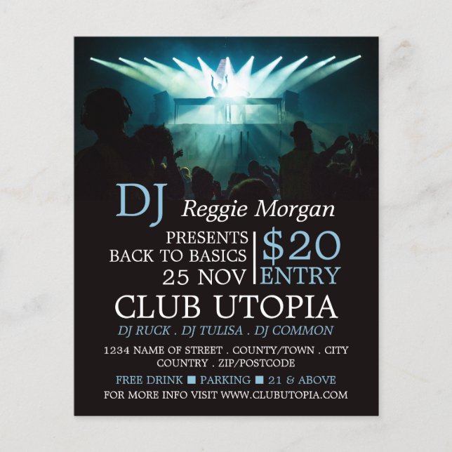 DJ auf Bühne, DJ, Club Event Advertising Flyer (Vorne)