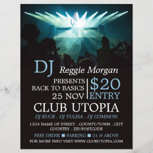 DJ auf Bühne, DJ, Club Event Advertising Flyer