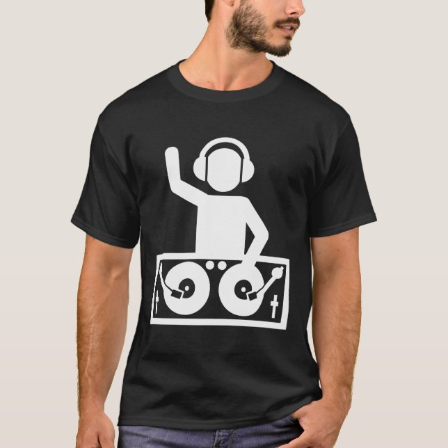 Dj auf dem Turntable Hoodie Club Music Party T-Shirt (Vorderseite)