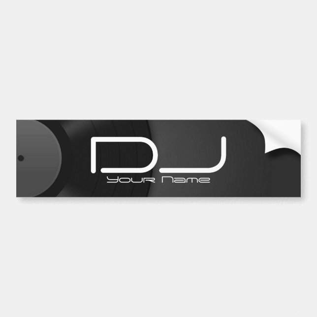 DJ-Autoaufkleber mit Vinylhintergrund Autoaufkleber (Vorne)
