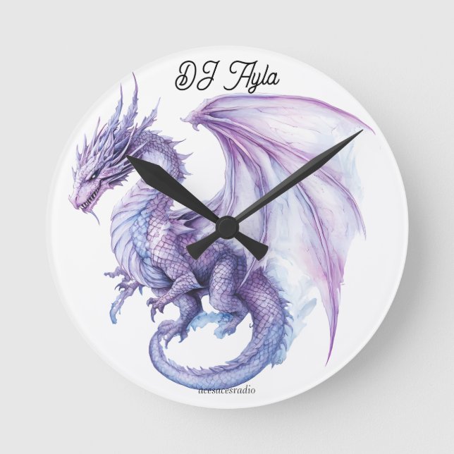 DJ Ayla Dragon Runde Wanduhr (Vorderseite)