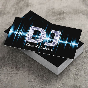 DJ Blue Sound Waves Beruflich Deejay Music Visitenkarte