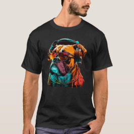 DJ Bulldog mit Kopfhörern und Sonnenbrille T-Shirt