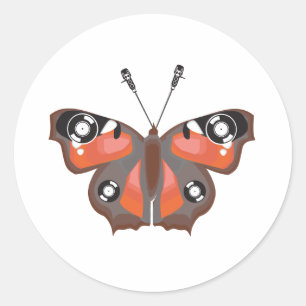 DJ Butterfly Runder Aufkleber