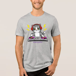 DJ Cat Cartoon – Coole Musikliebhaber-Illustration Tri-Blend Shirt