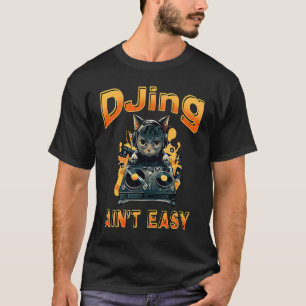 DJ Cat DJing Angesagt Pop Music Kitty Techno Kopfh T-Shirt