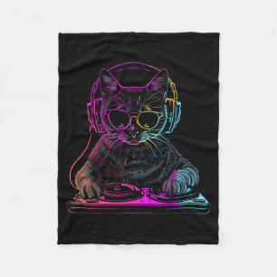 Dj Cat Edm Techno House Musik Lustiger Katzenliebh Fleecedecke