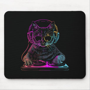 Dj Cat Edm Techno House Musik Lustiger Katzenliebh Mousepad