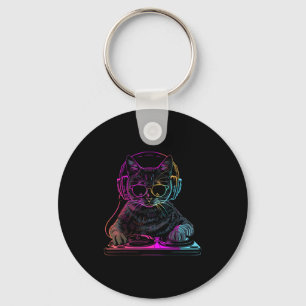 Dj Cat Edm Techno House Musik Lustiger Katzenliebh Schlüsselanhänger