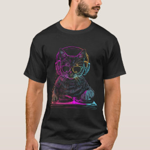 Dj Cat Edm Techno House Musik Lustiger Katzenliebh T-Shirt