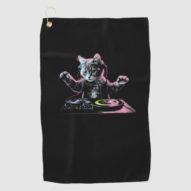 DJ Cat Funny DJ Equipment Draw Niedlich Cat Women  Golfhandtuch (Vorderseite)
