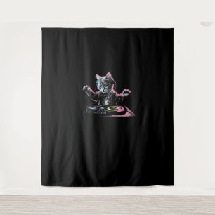 DJ Cat Funny DJ Equipment Draw Niedlich Cat Women Wandteppich