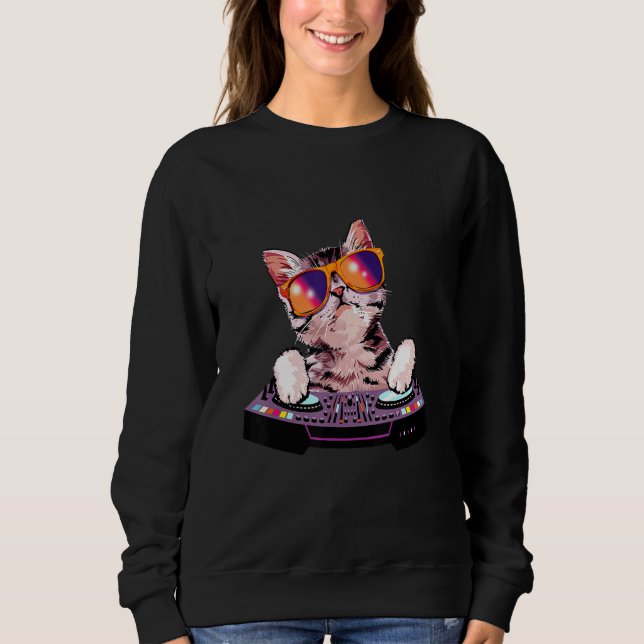 DJ Cat House Music Kitten Cat Lover Musician Sweatshirt (Vorderseite)