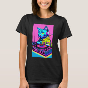 DJ Cat Kopfhörer Plattenspieler DJ Mixer Dreamwave T-Shirt