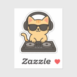 DJ Cat Mixing Tracks Aufkleber