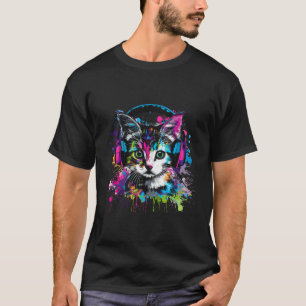 DJ Cat Musik Kopfhörer Splash Beatmaker Cat Musik T-Shirt