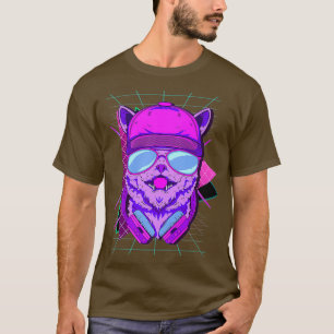 DJ Cat Niedlich Music Cat Vaporwave Retro 1980er u T-Shirt