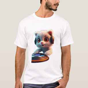 DJ Cat - Niedliches Kitten mit Kopfhörer Spinning T-Shirt