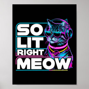 Dj Cat so weit rechts Meow Edm Techno Rave Party F Poster