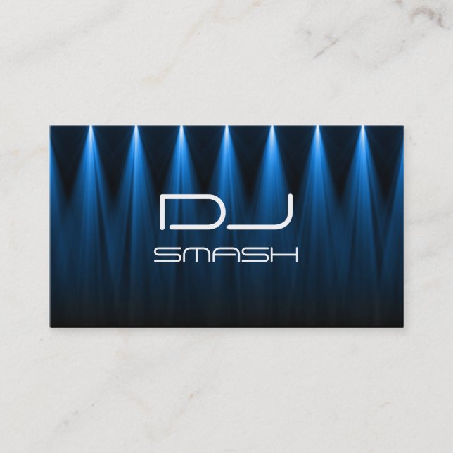 DJ cool Blue Lights Carte de visite de musique (Devant)