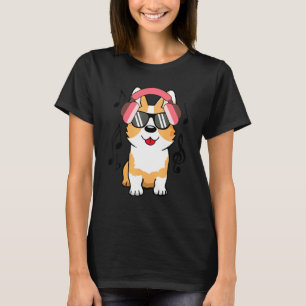 Dj Corgi Hund Musik Mit Kopfhörer T-Shirt