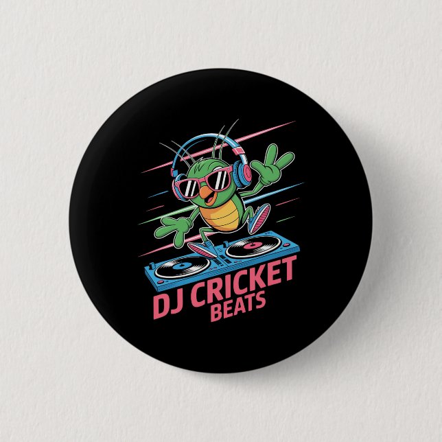 Dj Cricket Beats Groovy Musik Spaß  Button (Vorderseite)