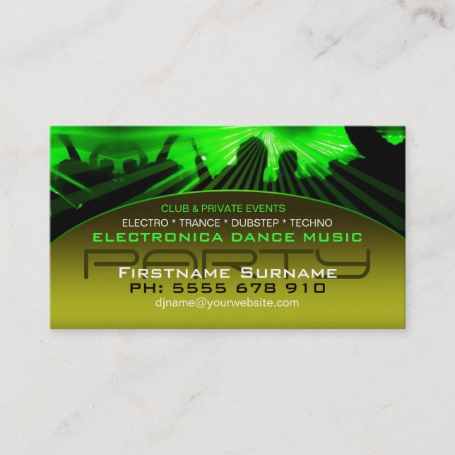 DJ Dance Nightclub Lasers Lights Carte de visite (Devant)