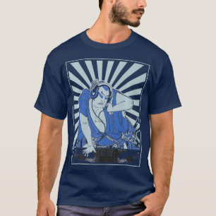 DJ-Debejay und Kopfhörer Samurai spielen Musik T-Shirt