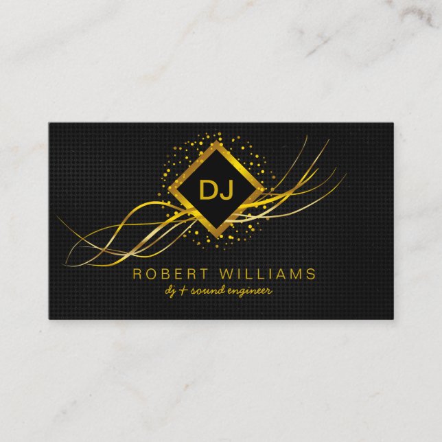 DJ Deejay Beruflich Gold Imitats Music Teacher Visitenkarte (Vorderseite)