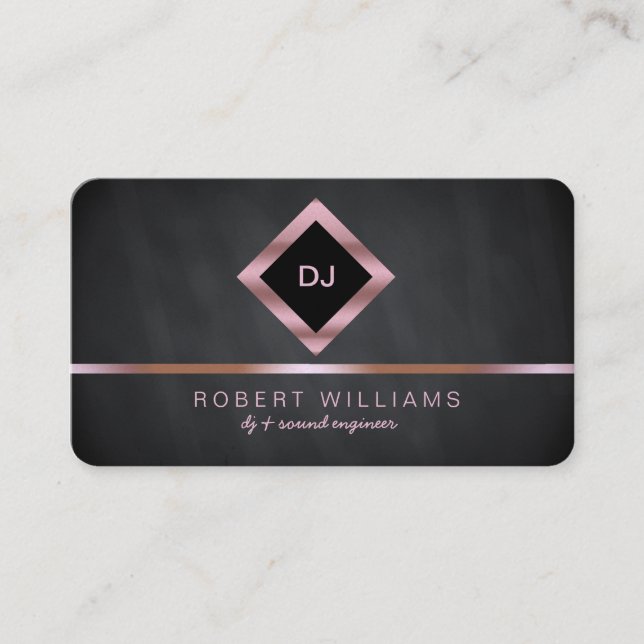 DJ Deejay Beruflich Rose Gold Imitate Music Busine Visitenkarte (Vorderseite)