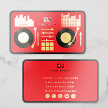 DJ Deejay Plattenteller Schallplatte Rot Metallic