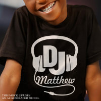 DJ deinen Namen white auf black kids T - Shirt