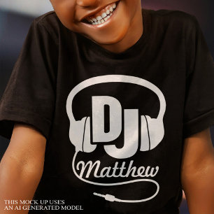 DJ deinen Namen white auf black kids T - Shirt