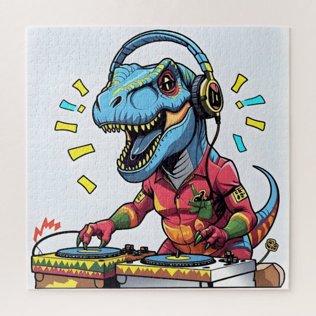 DJ Dino Party Art Puzzle (Vertikal)