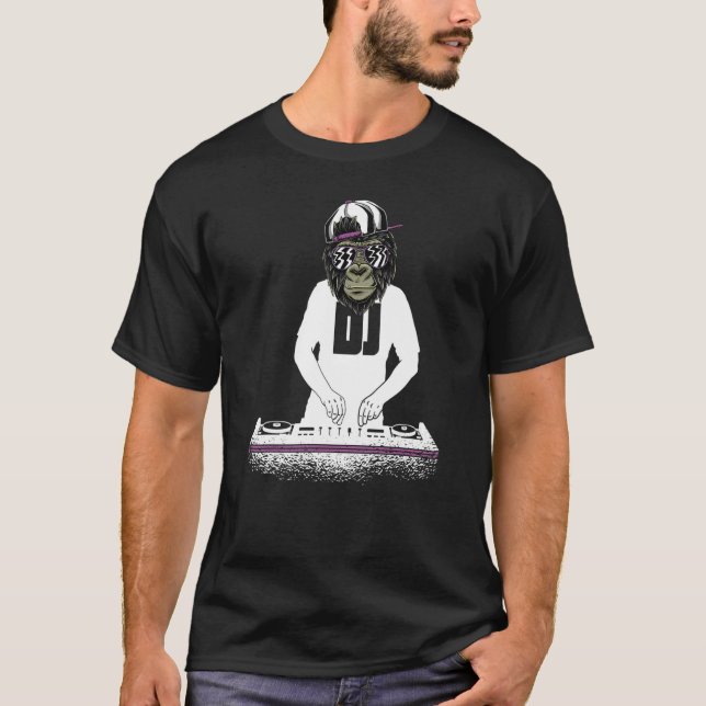 DJ Disk Jockey Monkey 1 T-Shirt (Vorderseite)