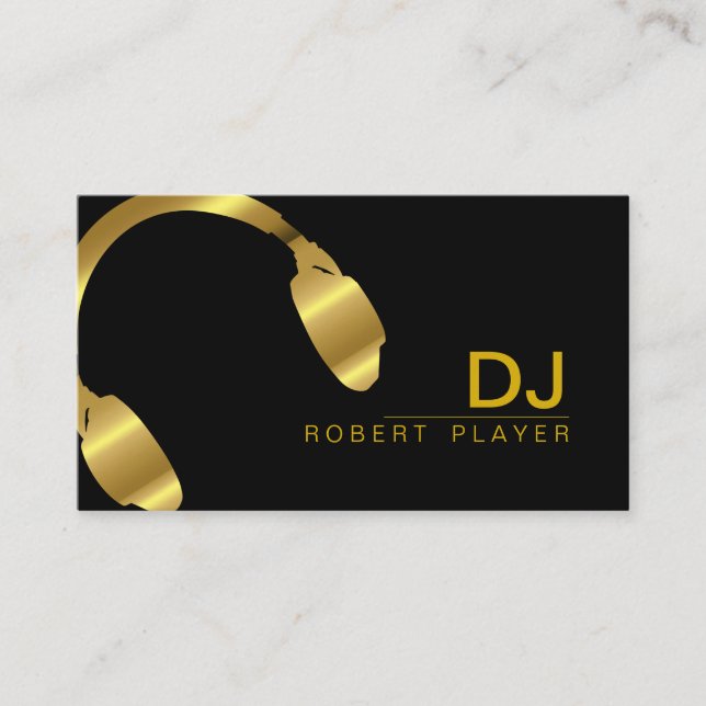 DJ-Diskjockey-berufliche Kopfhörer-Goldmusik Visitenkarte (Vorderseite)