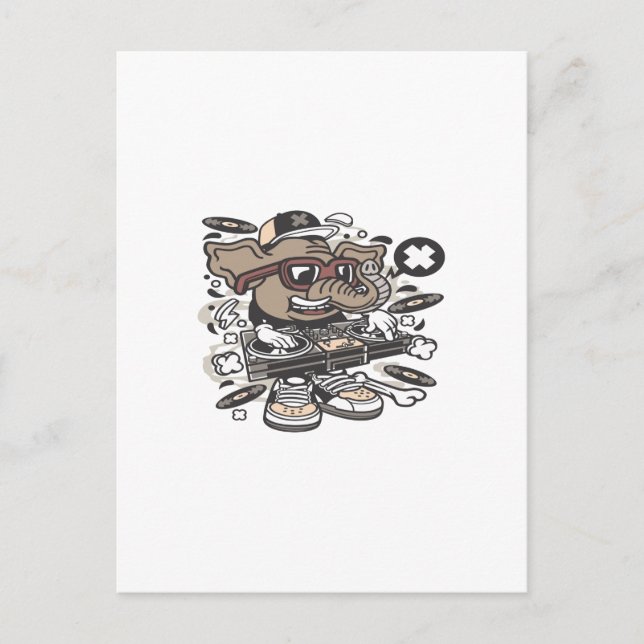 Dj Elephant Postkarte (Vorderseite)