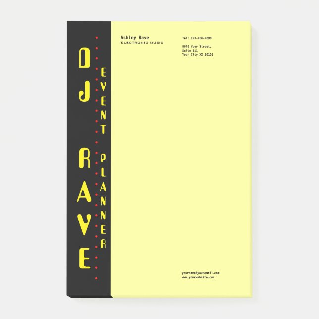 DJ Event Planner Notes Post-it Klebezettel (Vorderseite)