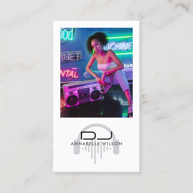 DJ Foto Modern Music Business Card Visitenkarte (Vorderseite)