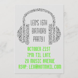 DJ funky coole musikjugendliche Jungen Geburtstags Einladung