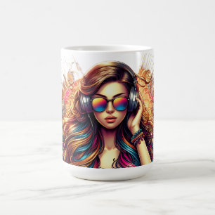 Dj Girl Vibrant Illustration Kaffeetasse
