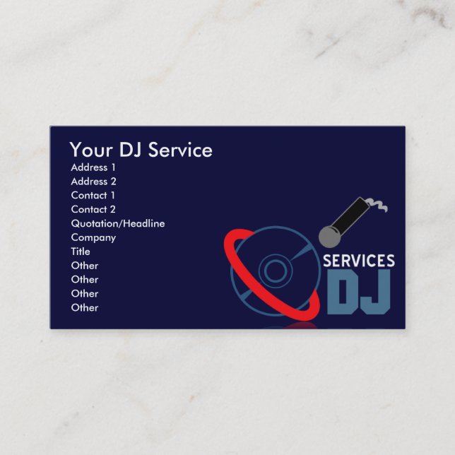 DJ hält Visitenkarten instand Visitenkarte (Vorderseite)