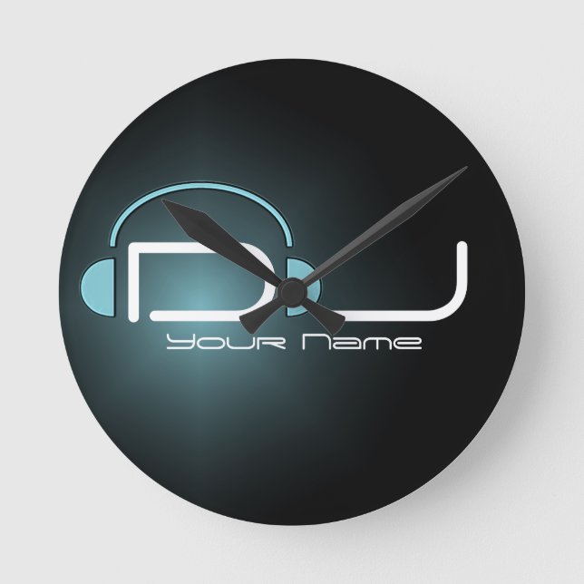 DJ Headphone Wall Clock Runde Wanduhr (Vorderseite)