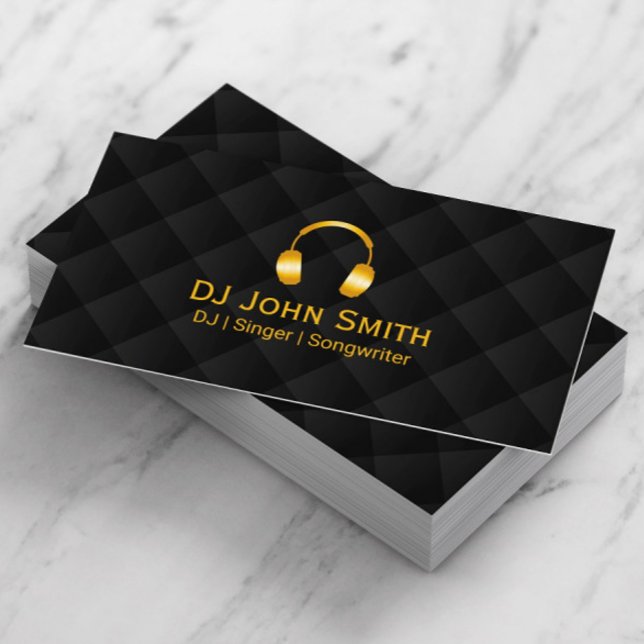 DJ Headphones Ikone Luxus Black & Gold Visitenkarte (Von Creator hochgeladen)